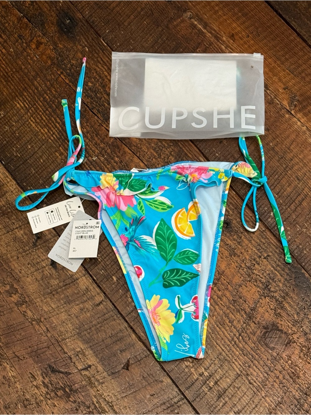 CUPSHE Tropical Floral Ruffle Tie Side Bikini Bottom XL NWT